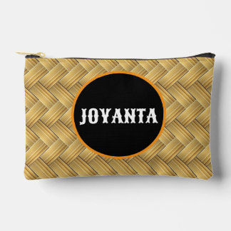 Pochette À Accessoires Motif en bambou tissé rustique nom personnalisé