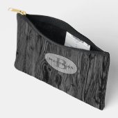 Pochette À Accessoires Motif en bois noir personnalisé (Ouvrir)