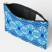 Pochette À Accessoires Motif en carreaux bleu turquoise, gris et cobalt (Ouvrir)