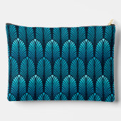 Pochette À Accessoires Motif en plumes Art déco, bleu cérulean (Verso)