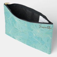 Motif Feuille Abstrait bleu clair et or