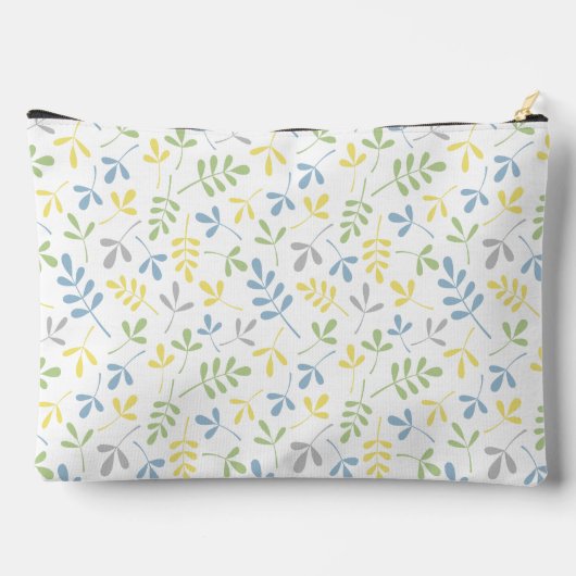 Pochette À Accessoires Motif Feuille assisté bleu vert gris jaune blanc (Verso)