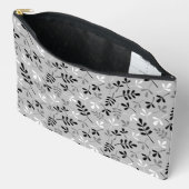 Pochette À Accessoires Motif Feuille assisté Monochrome (Ouvrir)