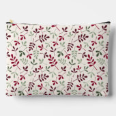 Pochette À Accessoires Motif Feuille assisté Reds & Greens sur Crème (Recto)
