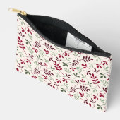 Pochette À Accessoires Motif Feuille assisté Reds & Greens sur Crème (Ouvrir)