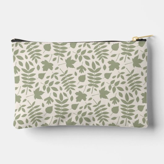 Pochette À Accessoires Motif Feuille déchiré vert sur crème (Verso)