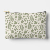 Pochette À Accessoires Motif Feuille déchiré vert sur crème (Recto)