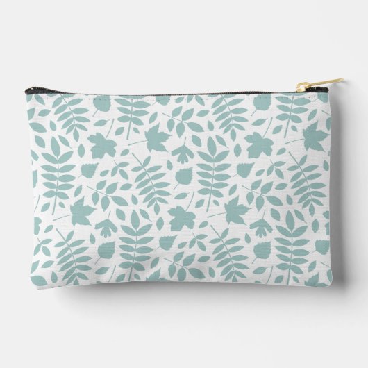 Pochette À Accessoires Motif Feuille perdu Turquoise sur blanc (Verso)