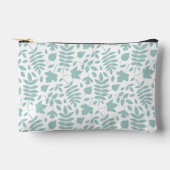 Pochette À Accessoires Motif Feuille perdu Turquoise sur blanc (Recto)