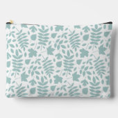 Pochette À Accessoires Motif Feuille perdu Turquoise sur blanc (Recto)