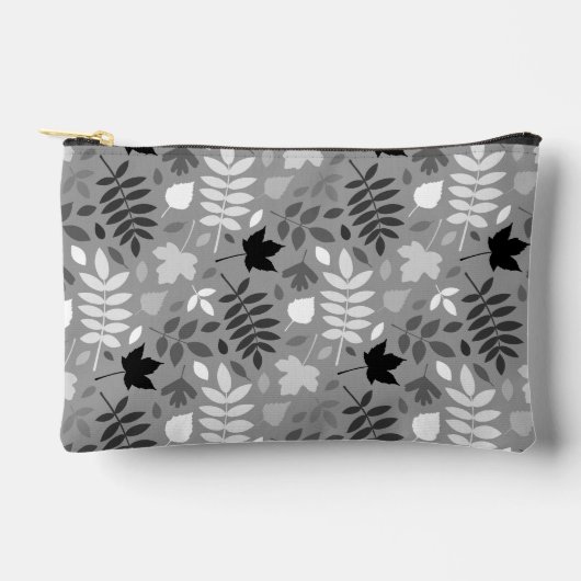 Pochette À Accessoires Motif Feuille tombé Monochrome sur Grey (Recto)