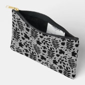 Pochette À Accessoires Motif Feuille tombé noir sur gris (Ouvrir)