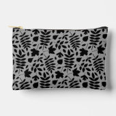 Pochette À Accessoires Motif Feuille tombé noir sur gris (Recto)