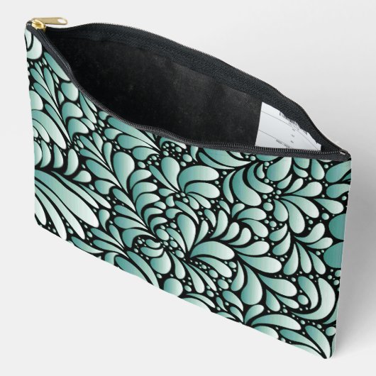 Pochette À Accessoires Motif Fleur désirable en Minty Green (Ouvrir)