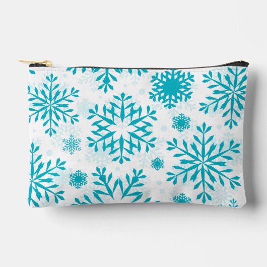 Pochette À Accessoires Motif Flocon de Neige Bleu (Recto)