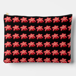 Pochette À Accessoires Motif floral aquarelle Fleur rouge sur fond noir 