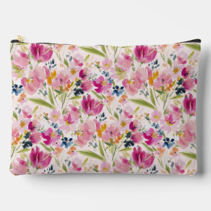 Pochette À Accessoires Motif floral aquarelle rose shabby chic