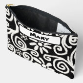 Pochette À Accessoires Motif Floral Blanc Noir (Ouvrir)