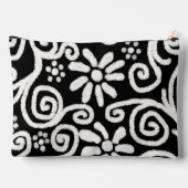 Pochette À Accessoires Motif Floral Blanc Noir (Verso)