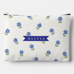 Pochette À Accessoires Motif floral bleu délicat et mignon personnalisé