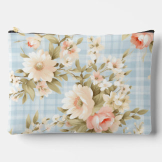 Pochette À Accessoires Motif floral bleu shabby chic