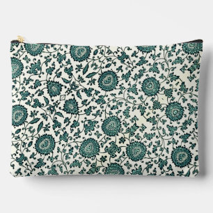 Pochette À Accessoires Motif floral chinois vintage en sarcelle et blanc