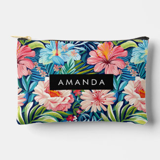 Pochette À Accessoires Motif floral coloré de fleurs roses bleues tropica