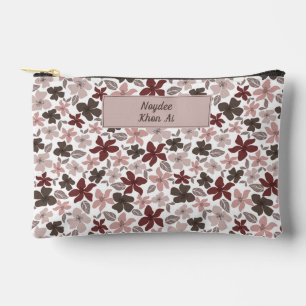 Pochette À Accessoires Motif floral couleurs d'automne texte et nom