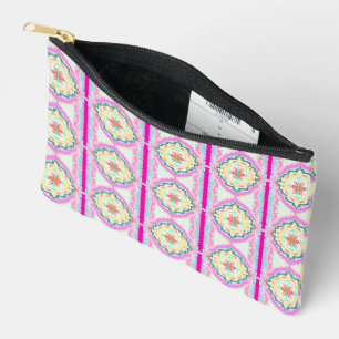 Pochette À Accessoires Motif floral géométrique rose et or chic