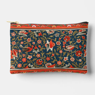 Pochette À Accessoires Motif floral indo-persan bohème vintage rouge