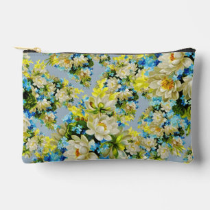 Pochette À Accessoires Motif floral jaune et bleu vintage