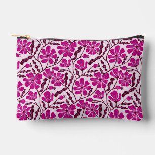 Pochette À Accessoires Motif floral moderne du milieu du siècle Magenta