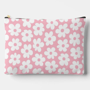 Pochette À Accessoires Motif Floral Mood rose et blanc
