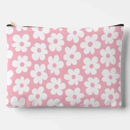 Pochette À Accessoires Motif Floral Mood rose et blanc (Recto)