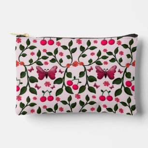 Pochette À Accessoires Motif floral papillon cerise sans couture