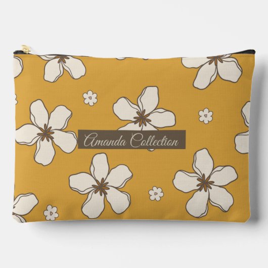 Pochette À Accessoires Motif floral personnalisé beau Brun moutarde Migno (Recto)