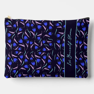 Pochette À Accessoires Motif floral printanier sur fond bleu foncé