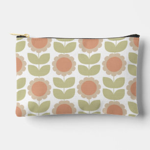 Pochette À Accessoires Motif floral rétro rose pastel du milieu du siècle