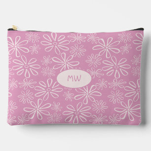 Pochette À Accessoires Motif floral rose rose rose de fille monogramme