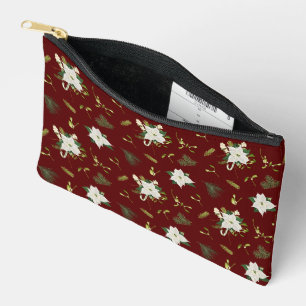 Pochette À Accessoires Motif floral vert et blanc sur marron moderne