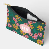 Pochette À Accessoires Motif floral vert mignon cosmétique monogramme (Ouvrir)