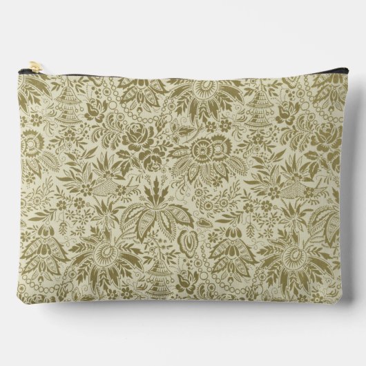 Pochette À Accessoires Motif Floral Vert Sage Antique Damas (Recto)