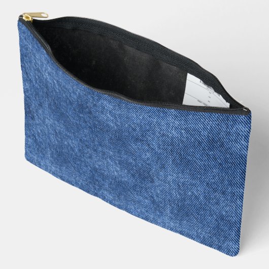 Pochette À Accessoires Motif Fun Blue Denim (Ouvrir)