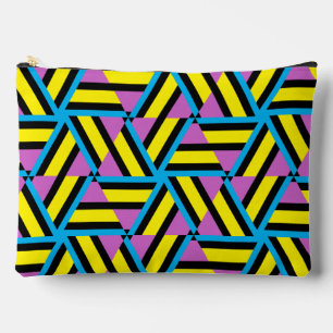 Pochette À Accessoires Motif géométrique bleu jaune violet Aqua noir