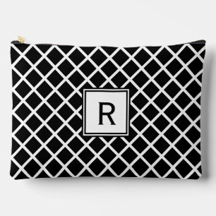 Pochette À Accessoires Motif géométrique en diamant noir et blanc