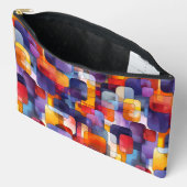 Pochette À Accessoires Motif géométrique moderne jaune violet (Ouvrir)