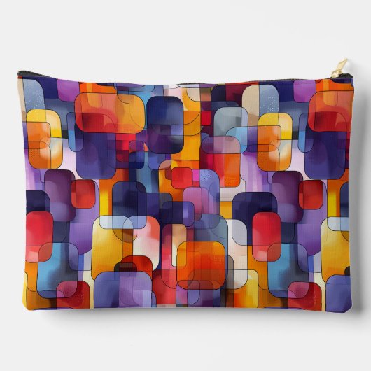 Pochette À Accessoires Motif géométrique moderne jaune violet (Verso)