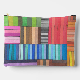 Pochette À Accessoires Motif géométrique rayé coloré en arc-en-ciel