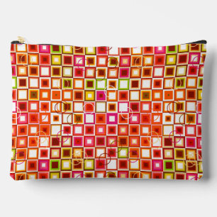 Pochette À Accessoires Motif géométrique rétro carré vibrant