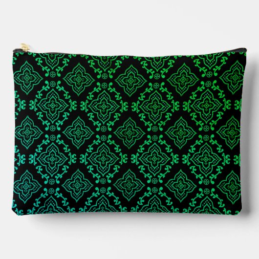 Pochette À Accessoires Motif géométrique vert / Impression indienne (Recto)